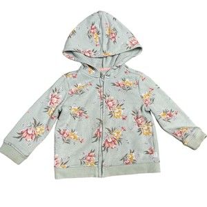 Baby B'Gosh Infant Baby Girl Floral Fleece Zip Jacket Size 12M Mint Green/Multi
